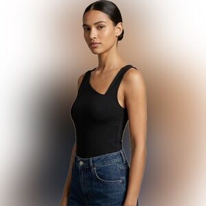 Zara Asymmetric Cut-Out Ribbed Tank Top | Black